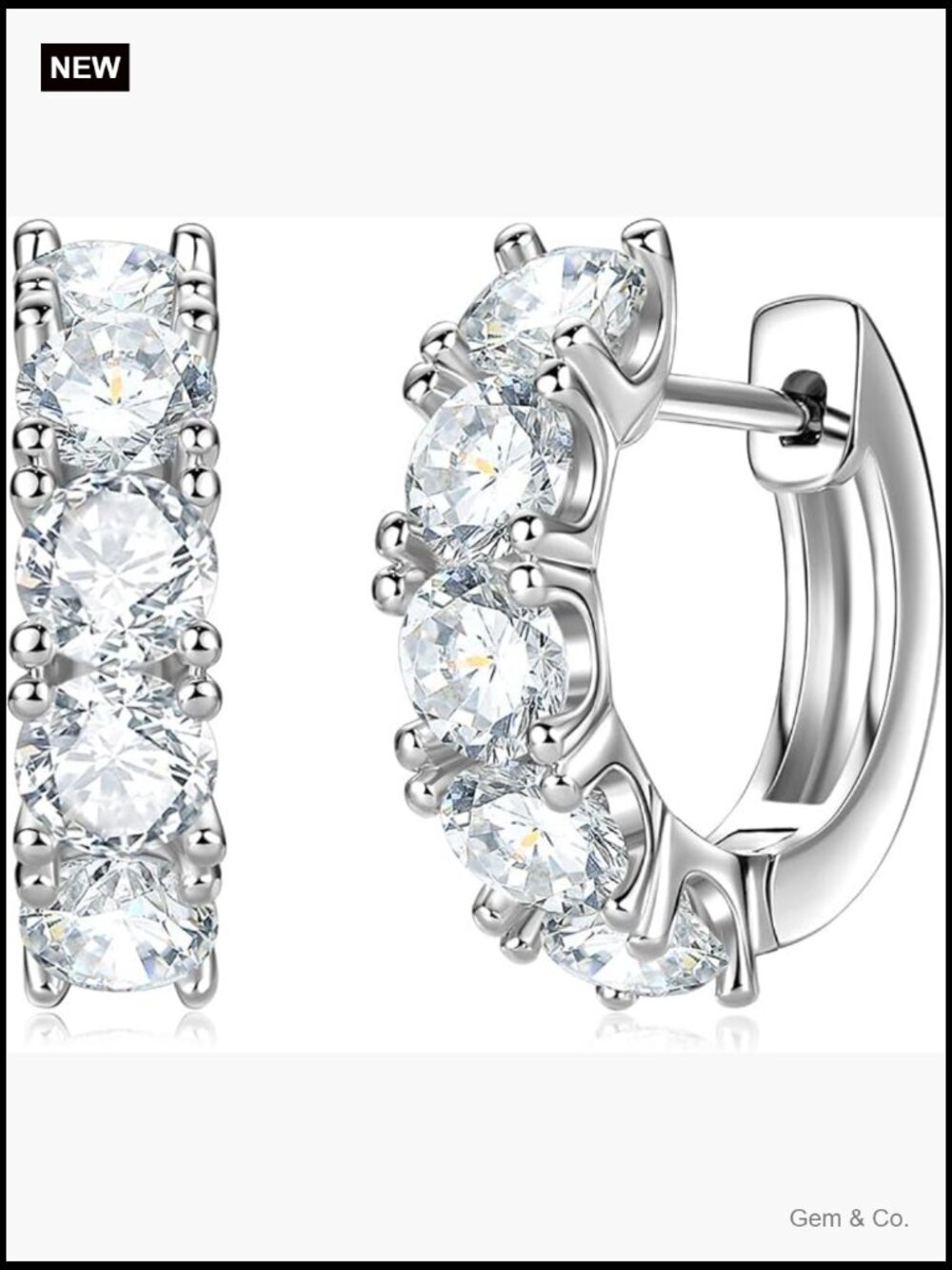 5-Stone Moissanite Hoop Earrings 3cttw D VVS1 14K Gold Plated Unisex